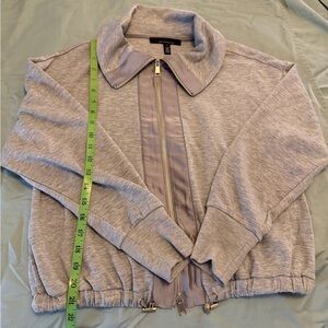 White House Black Market Light Gray Bomber Sweat Shirt